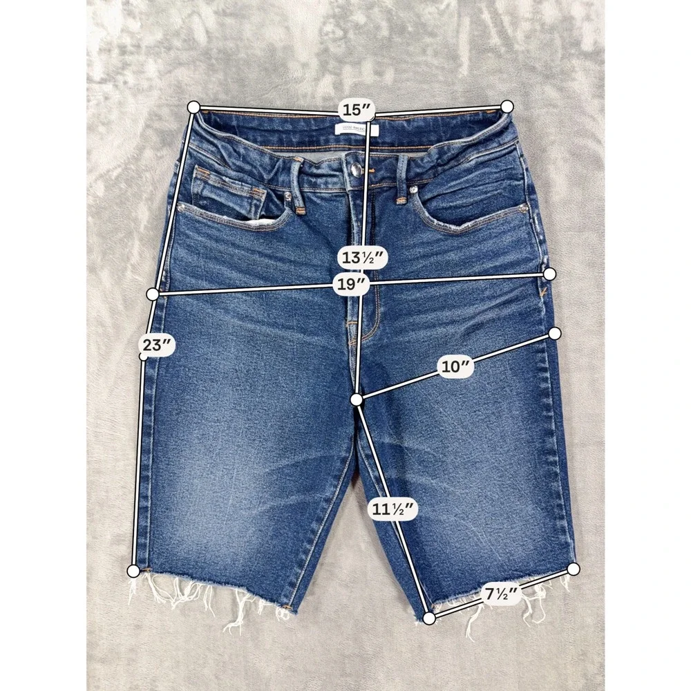 Good American High Rise Bermuda Shorts Womens Size 14/32 Blue Denim